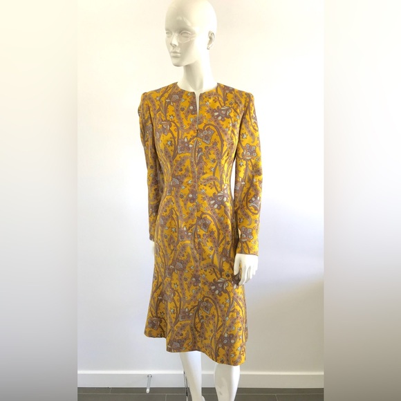 Beautiful Vintage 1980s 1990s David Hayes Floral Dress Front Zipper & Scarf - Picture 5 of 16